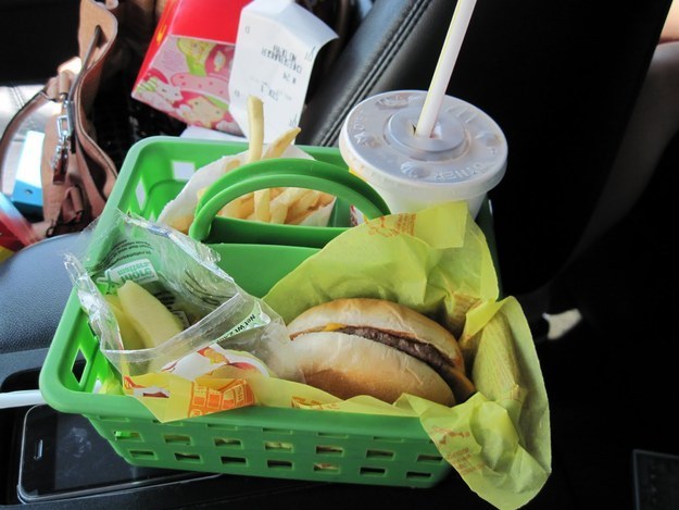 Or keep a couple shower caddies in the trunk for easy car trip dining.