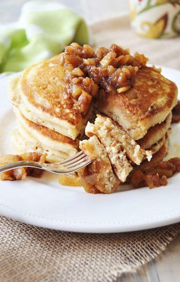 Old Fashioned Fluffy Pancakes With Apple Spice Compote