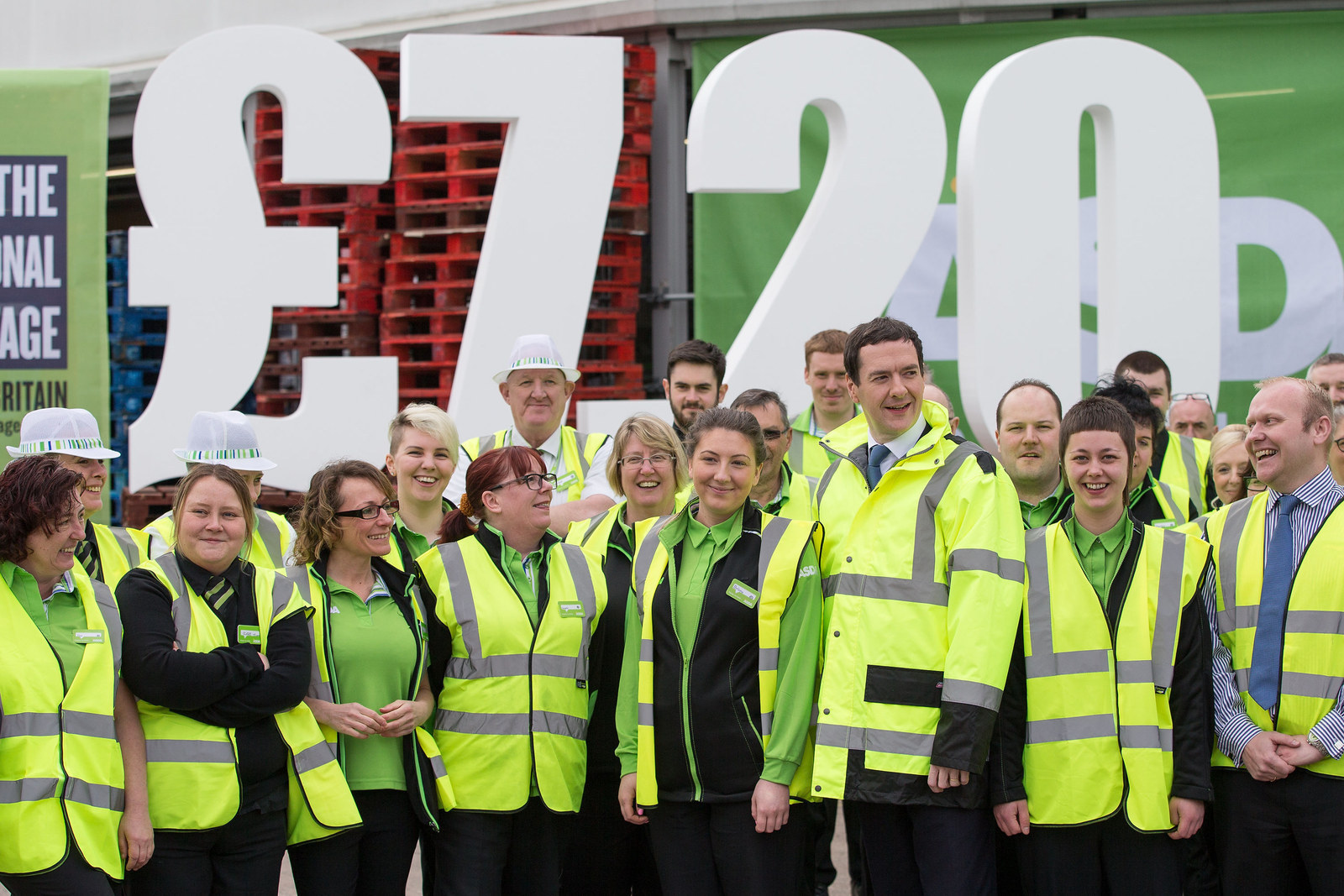 Chancellor George Osborne visiting an Asda supermarket in Manchester the day the new national living wage came in.