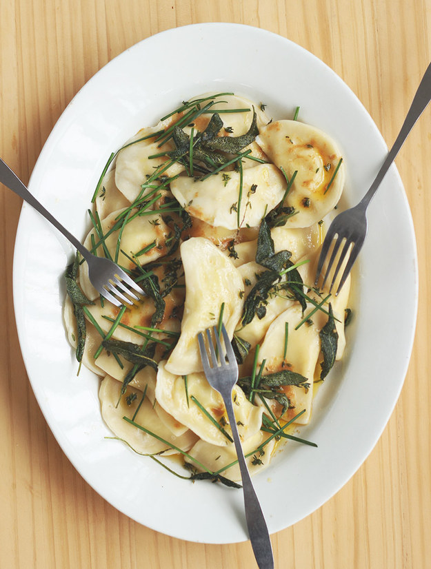 Classic Potato Pierogies with Herb Butter and Crispy Sage
