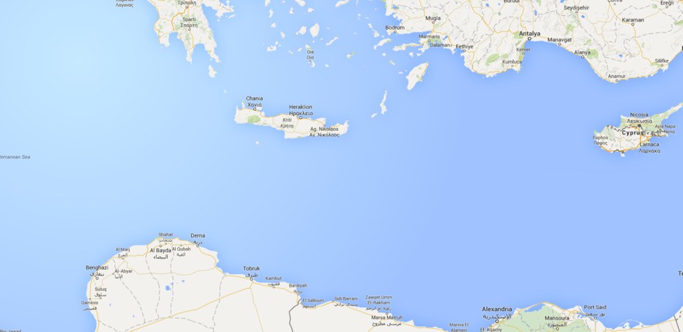 Map of the Mediterranean Sea (Google Maps, 2016)