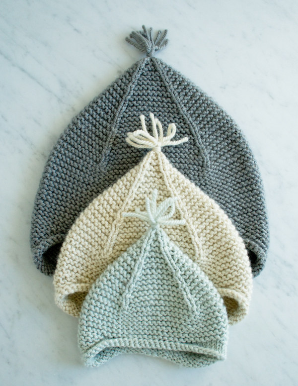 This garter stitch hat with subtle ear flaps.