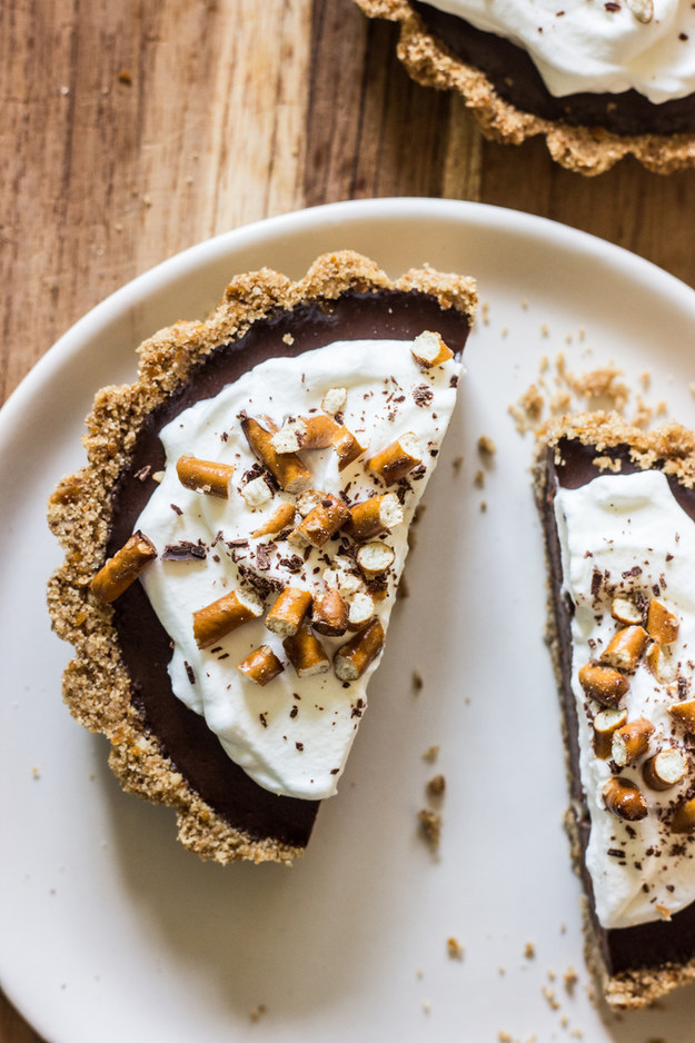 Chocolate Pretzel Milk Tarts with Pretzel Crust