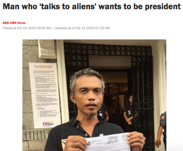 First of all, when an "intergalactic ambassador" wanted to run for the presidency.