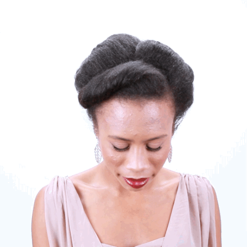 *Create a triangular section at your fringe area, and clip it out of the way.*Moving from sides to nape, pin off diagonal sections in two rows. *Starting at the nape of your neck, take each section one by one and smooth, and use your index finger to roll under (similar to victory role). Secure on both sides with bobby pins.*Repeat up your head. *For fringe section, twist under to create shape and secure with a bobby pin on side.