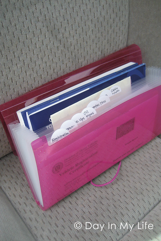 Sort all of your glove box papers in a mini organizer.