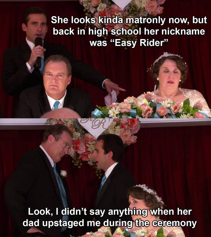 The Episode: "Phyllis' Wedding" (Season 3, Episode 15)Why It Hurts To Watch: Yes, this episode is so painful it has two moments on the list. Phyllis is such a sweet character, you never want anything bad to happen to her, so when Michael gives the most embarrassing speech you could think of at her reception, her face just makes you so, so sad.