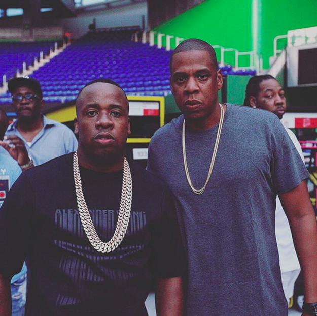 Yo Gotti, who performed during DJ Khaled's opening act, took a photo with Jay before the show started.