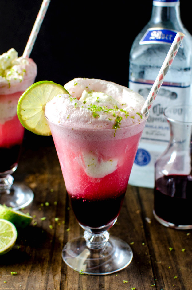 Hibiscus and Strawberry Margarita Ice Cream Float