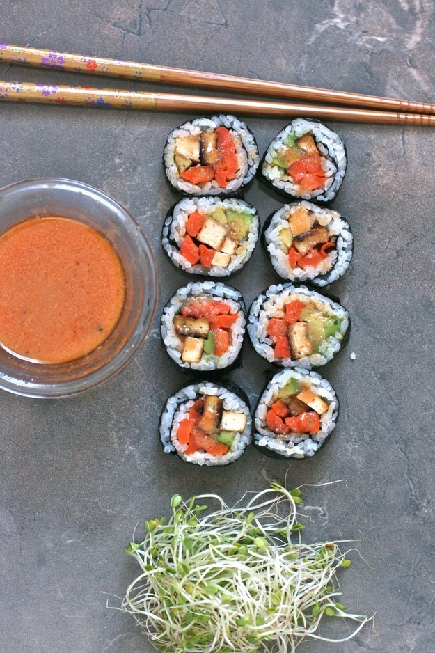 Sriracha Miso Glazed Vegetable Sushi