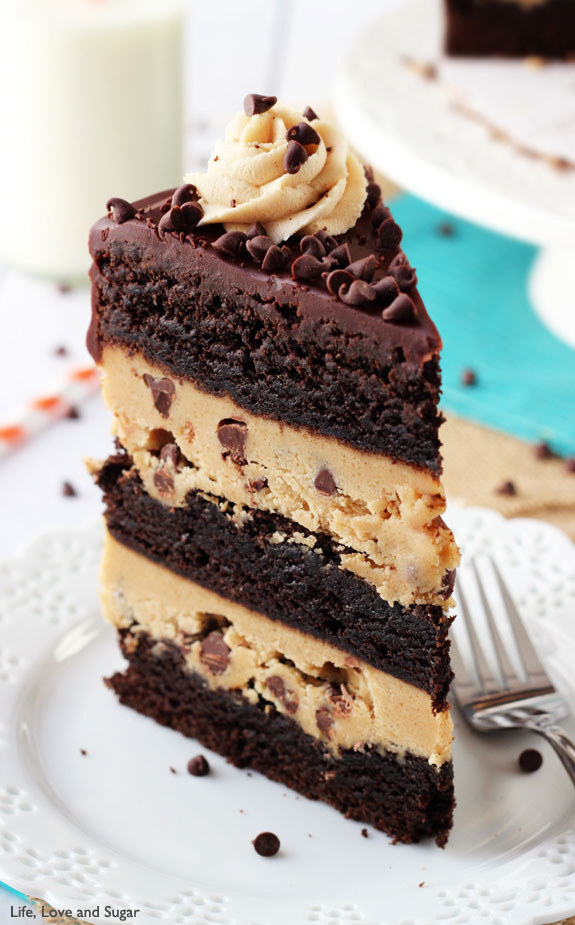 Peanut Butter Cookie Dough Brownie Layer Cake