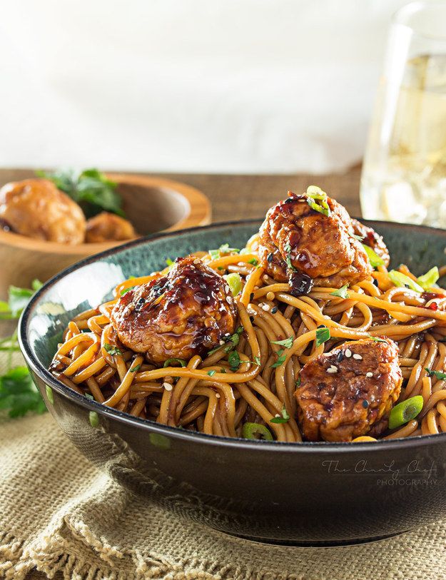 Kung Pao Chicken Meatballs and Spaghetti