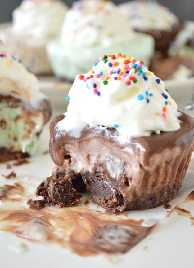 Mini Ice Cream Brownie Cupcakes