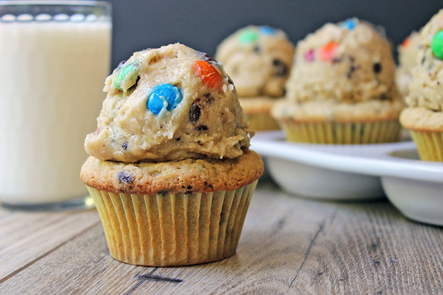 Monster Cookie Dough Cupcakes