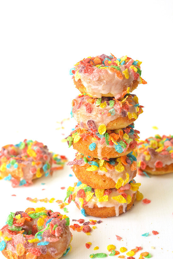 Fruity Pebble Cereal Milk Baked Donuts