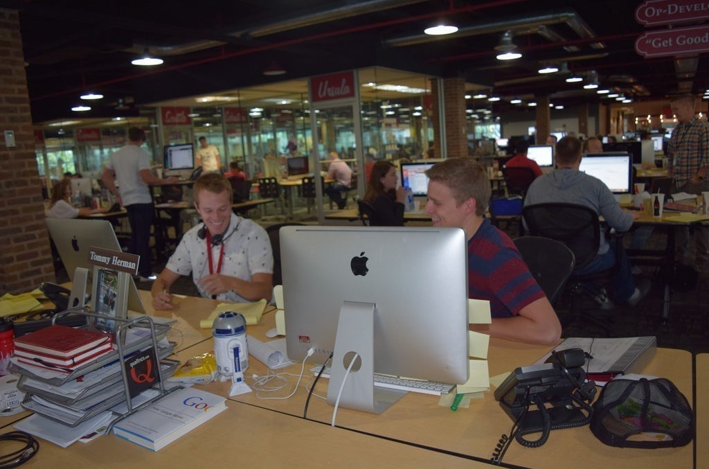 Workers at the Qualtrics office in Provo, Utah.