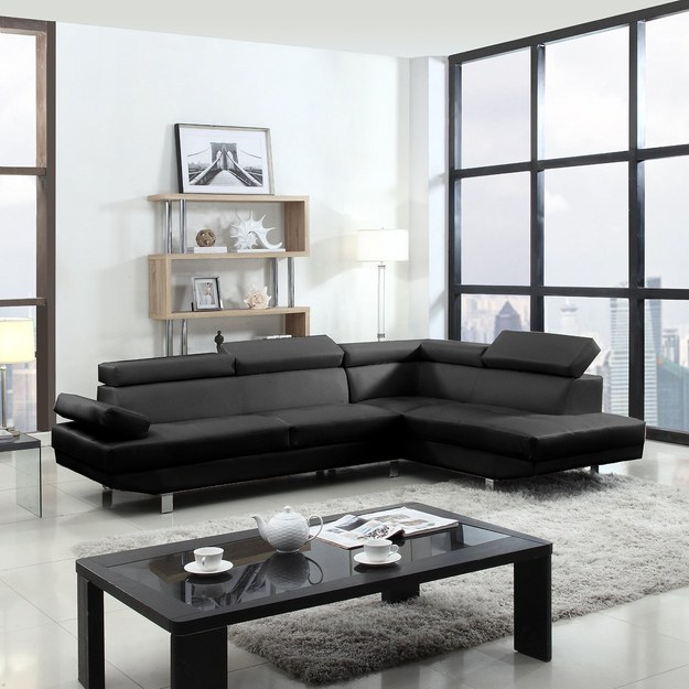 22 Sofas That Actually Look Expensive, Poundex 2 Pieces Faux Leather Sectional Right Chaise Sofa White