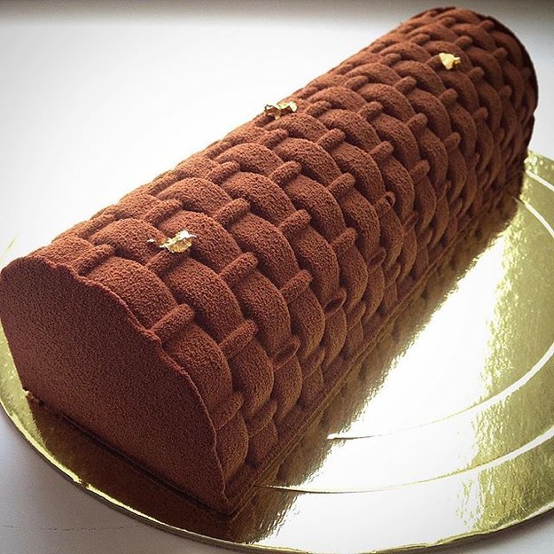 Not all of Noskova's cakes are glossy designs, such as this nutmeg-colored treat...