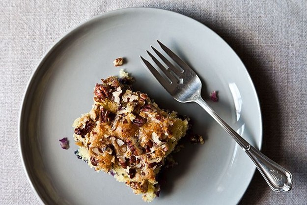 Blueberry Snack Cake with Toasted Pecan Topping