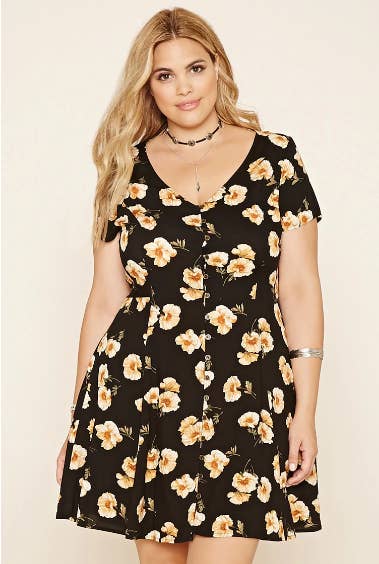 forever 21 plus skater dress Forever 21 Plus Size Floral Skater Dress