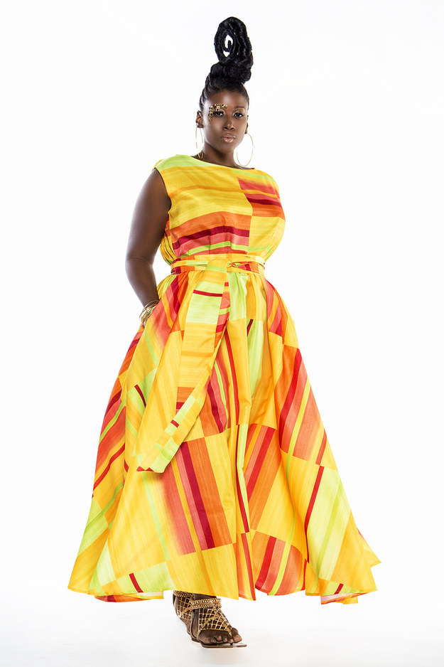 This geometric silk patterned maxi.