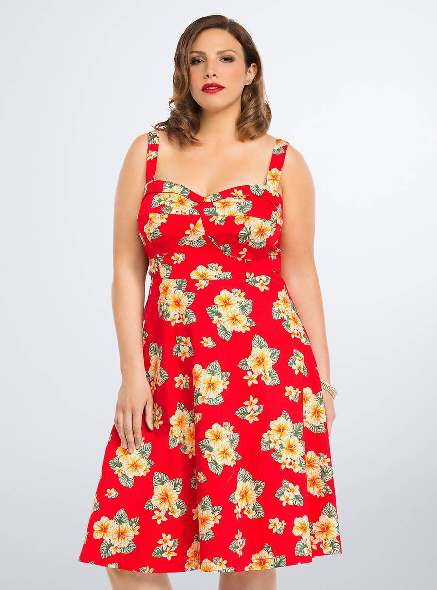 torrid black and red dress Plus Size Delia's Doodle Flower Print Mesh Babydoll Dress