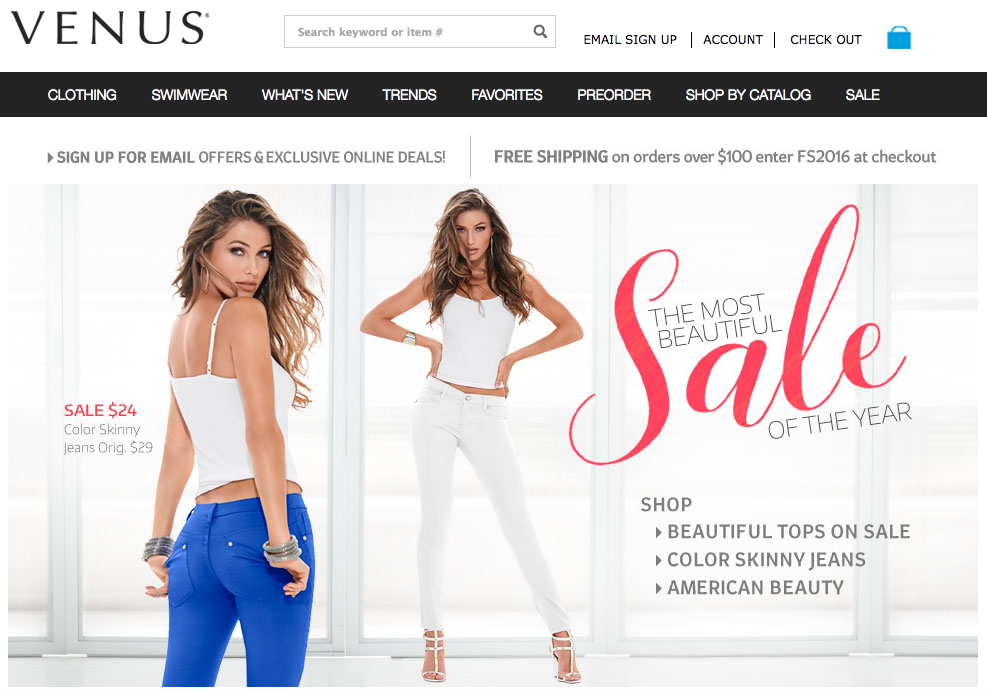 Venus on sale clothes website