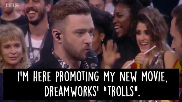 He has been in Europe promoting his new movie, Dreamworks' Trolls.