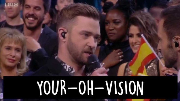 Then, all of a sudden, as if my magic, Justin Timberlake showed up. He's an American, and Americans aren't usually invited to Eurovision.