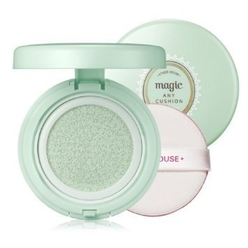 Etude House Precious Mineral Magic Cushion in Mint is a primer base (used before foundation or BB cream) that helps diminish the appearance of redness and blotchiness, lock in hydration, and protect the skin with SPF34/PA+++.