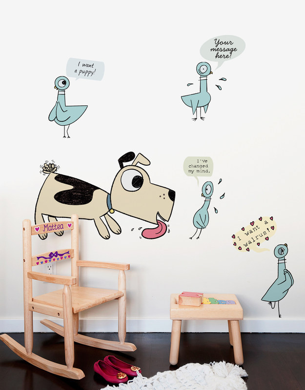 Decals for kids who adore the Pigeon books by Mo Willems.