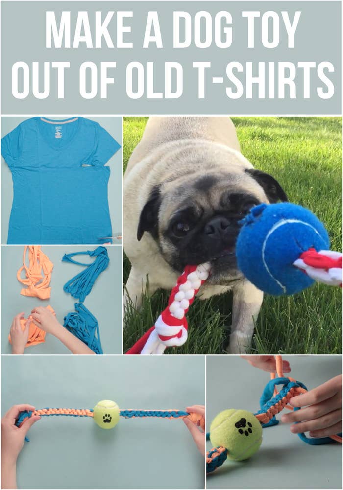 Make An Epic Toy For Your Dog Out Of Your Old T Shirts