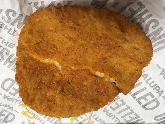 This is what the fried poultry shell looks like if you unfold it.
