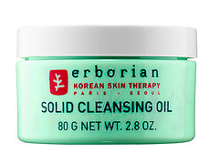 Erborian Solid Cleansing Oil is based on the Korean double cleansing method and combines a cleansing oil with the gentleness of a cream (made up of coconut and sunflower oils and seven Korean herbs).