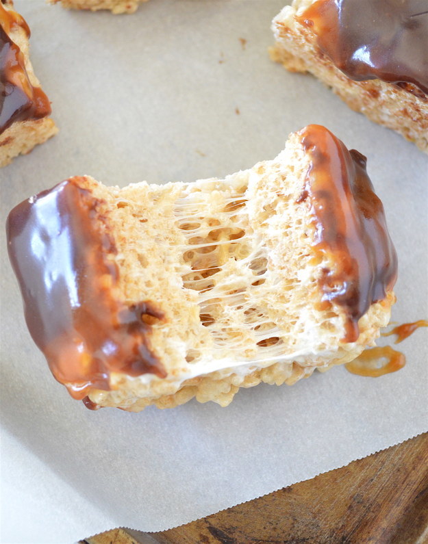 Extra Gooey Chocolate Caramel Rice Krispie Treats