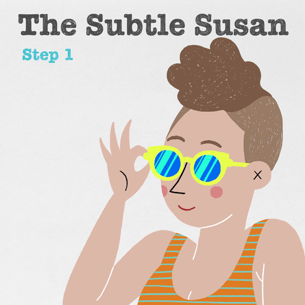 Slyly lower your shades as you pretend to check out a cute babe (or dog) run past you on the beach. Difficulty: SimpleReps: 5 with right hand, 5 with left hand