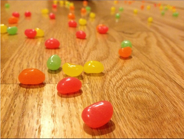 What it means: Your kid just accidentally turned over a bag of jelly beans.