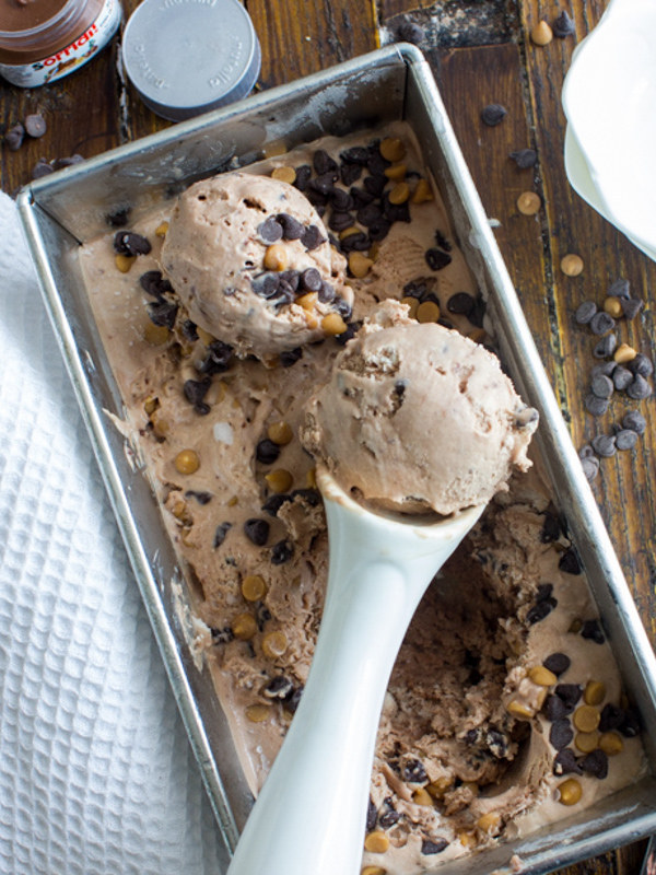 Nutella Peanut Butter Chip No-Churn Ice Cream