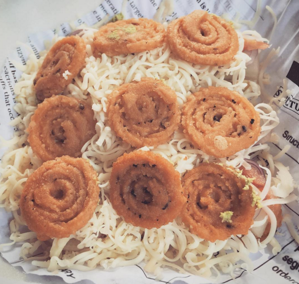 Cheese murukku sandwich at Brunch in R.K. Saalai.