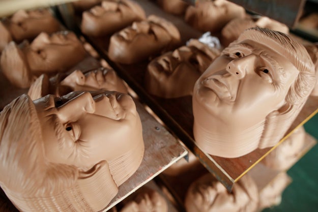 Workers at the Jinhua Partytime Latex Art and Crafts Factory, in Zhejiang province, are churning out thousands of Donald Trump masks in preparation for the U.S. election.