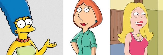 Marge Simpson, Lois Griffin, and Francine Smith