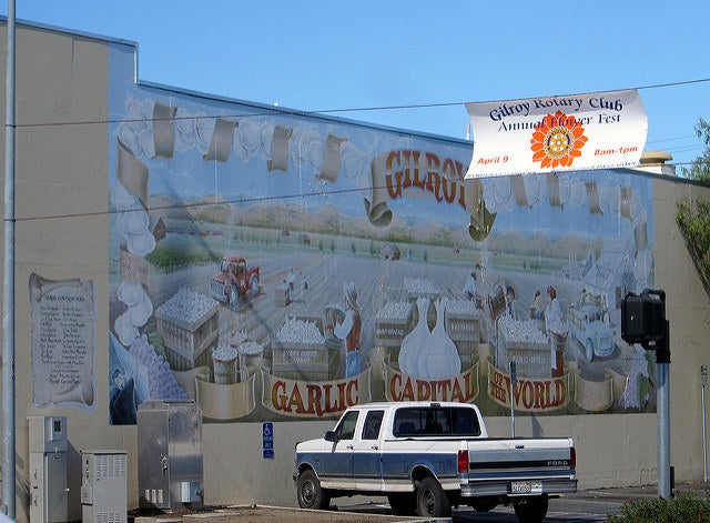 Gilroy, a city about 80 miles south of San Francisco, is called the "Garlic Capital of the World," mainly because it's where a lot of American garlic is grown, processed, and shipped. (China is the world's largest garlic producer.)