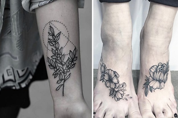 Butterfly wrap tattoos with large centre piece with moon and floral theme.  Bracelet around ankle show on higher ankle tattoo idea | TattoosAI