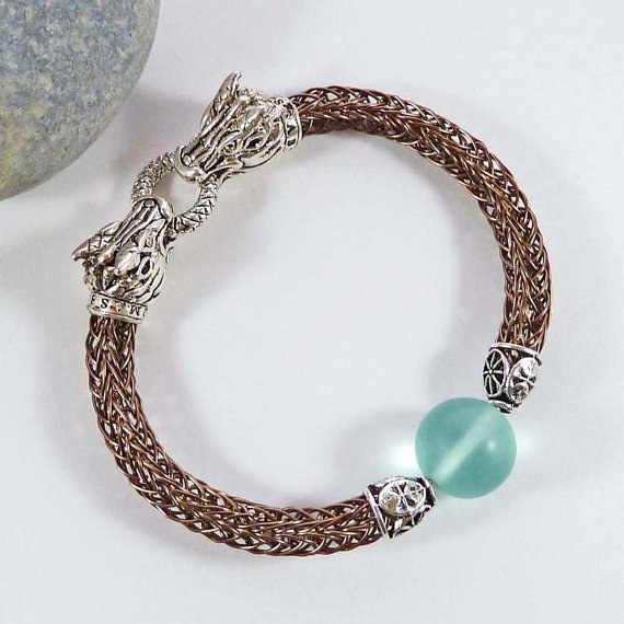 This dragon and sea glass bracelet to wear when crossing the Narrow Sea.