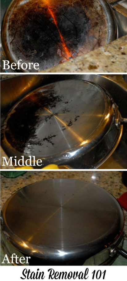 Scrub the burnt bottoms of your pans with Bar Keeper's Friend to make them look new.