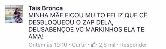 E mandar um "Deus te abençõe, meu filho" pro... MARKINHOS.