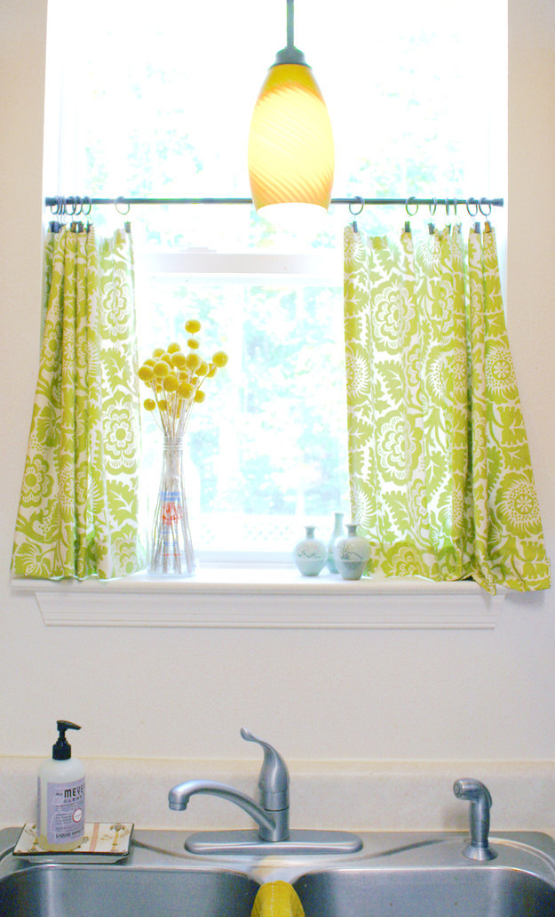 If you have curtains in your kitchen, toss them in the washer.
