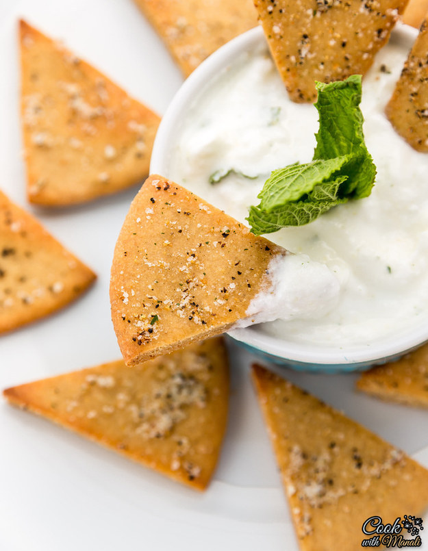 Whole Wheat Pita Chips with Yogurt