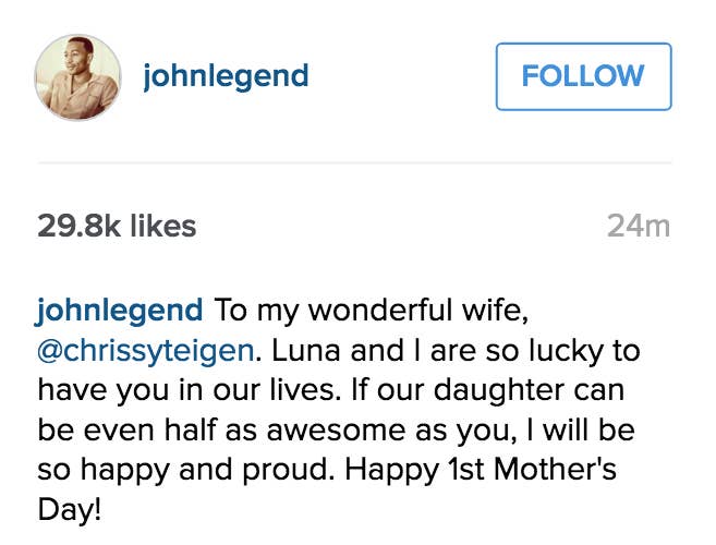 John Legend Wished Chrissy Teigen A Happy Mother's Day In The Sweetest Way