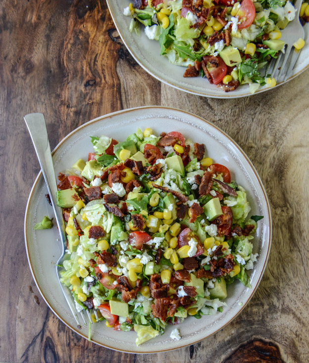 BLT Chopped Salad With Corn, Feta, and Avocado